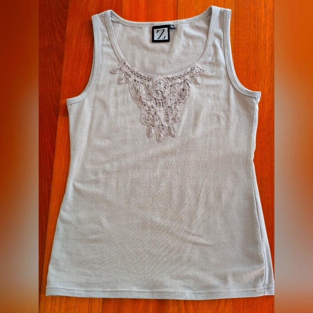 Z Gray Lace Detail Women's Tank Top - Picture 3 of 3
